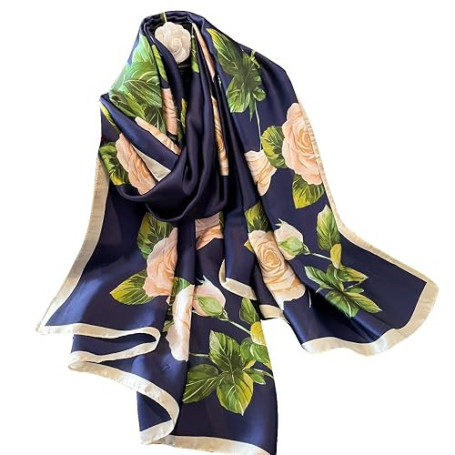 WEIGEER Silk Scarf Women Shawl Blue Scarf Stain Neckerchief Head Wraps Thin Scarf-tête longue enveloppement fin écharpe plage fe