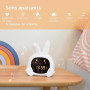 ZAZU Sarah Réveil Éducatif Enfant Rechargeable – Veilleuse LED 5 Couleurs, Machine à Sons, Horloge Jour/Nuit, Réveil Pédagogique