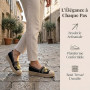GLAMORA Ballerines Femme Chaussures Plates Slip-on Broderie Élégante Bout Tressé Style Espadrille Confortables Légères Semelle A