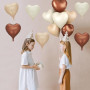 Ballon Coeur,12 pcs Ballons Crème Marron Beige Baudruche en Forme de Coeur, Ballons Gonflables Helium Coeur pour Saint Valentin,