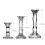 Ensemble De 3 Bougeoirs en Verre Cristal Clair Chandeliers décoratifs pour Bougies funéraires, Bougies Coniques LED, Parties, pi