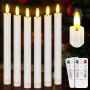 Bougies coniques sans flamme avec télécommande,500 heures 3D vacillante à piles, chandeliers sans flamme classiques pour Noël, m