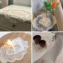 Anevous Lot de 2 sets de table rétro en dentelle, 31x44 cm, sets de table brodés à la main décoratifs ovales, nappe lavable fleu