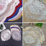 Anevous Lot de 2 sets de table rétro en dentelle, 31x44 cm, sets de table brodés à la main décoratifs ovales, nappe lavable fleu