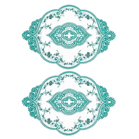 sourcing map Lot De 2 Sets De Table Rétro en Dentelle, Ovales, Brodés, 30X43 Cm, Napperons Français en Crochet, Dessous De Verre