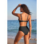Ekouaer Maillot de Bain Femme 2 Pieces Ensembles Bikini Push Up Taille Haute Sexy Col V Élégant Beachwear Été
