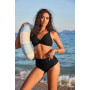 Ekouaer Maillot de Bain Femme 2 Pieces Ensembles Bikini Push Up Taille Haute Sexy Col V Élégant Beachwear Été
