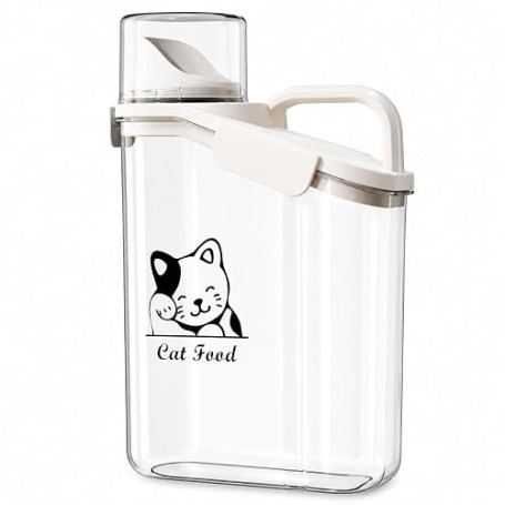 Geyecete Boite Croquette Chat,Conteneur de Nourriture pour Animaux,Hermétique 2.8 L,Récipient Alimentaire avec Tasse à Mesurer,P