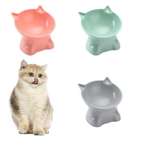 3 Pièces Flamingo Gamelle, Gamelle Chat,Bol Double Réglable, Gamelle Surélevée Chat, Un Chacun pour Le Bleu-Gris, Le Rose Et Le
