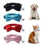 TUONYIS 4 Colliers de chat en velours avec clochette, Colliers de chat réglables et détachables, Collier avec nœud papillon pour
