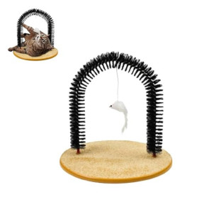 Cyrank Auto-toiletteur pour Chat, Brosse à Anneau en Poils, Arc avec Griffoir, Gratte-Dos et Masseur pour Chats D'intérieur
