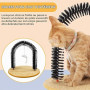 Cyrank Auto-toiletteur pour Chat, Brosse à Anneau en Poils, Arc avec Griffoir, Gratte-Dos et Masseur pour Chats D'intérieur