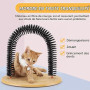 Cyrank Auto-toiletteur pour Chat, Brosse à Anneau en Poils, Arc avec Griffoir, Gratte-Dos et Masseur pour Chats D'intérieur