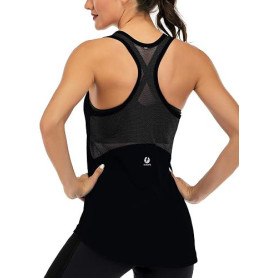 ICTIVE Débardeur Yoga Femme, Haut de Sport sans Manches en Maille Aérée, Dos Croisé Fitness Respirant et Séchage Rapide pour Ent