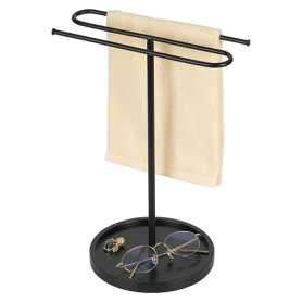 Bukecagif Porte-Serviettes sur Pied, Support en métal avec Base Ronde et Structure en Z, Montage Facile, Stable pour Salle de Ba