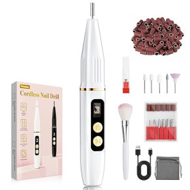 Ponceuse pour Ongles Professionnel 35000RPM Lime à Ongles Électrique Sans Fil, Écran LED LCD, 12 Embouts, 9 Vitesses, Rechargeab