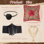 FOUNSHO 4PCS Pirate Accessoires Dames Halloween Carnival Fête Costumes | Deguisement Pirate Femme Noir Bandanas Tête écharpe Imp