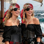 FOUNSHO 4PCS Pirate Accessoires Dames Halloween Carnival Fête Costumes | Deguisement Pirate Femme Noir Bandanas Tête écharpe Imp