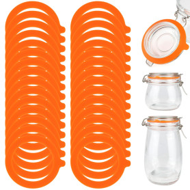Lot de 30 Joint Bocaux En Silicone, 69 x 92 mm Interchangeables Joints de Bocal, Caoutchouc Bocaux Pour Couvercle à Pince En Ver