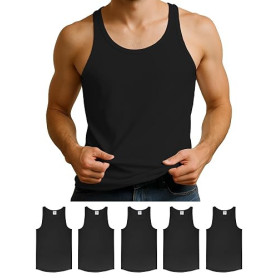 ALPIDEX Débardeur Homme Lot de 5 100% Coton sans Manches Côtelé Maillot | Sous-Vêtement, Sous Chemise, Basique, Classique, OEKO-