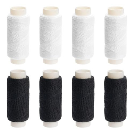 8 Bobine Fil Machine a Coudre Noir et Blanc, 160 m/Bobine Fil Couture Resistant, Fils Polyester, fils à coudre pour machine à co