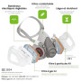 AirGearPro G-500 Masque Protection Respiratoire Réutilisable avec filtres | Masque à gaz Anti-Poussière avec Filtres A1P2 et Lun