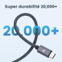 RAMPOW Cable USB C, Charge Rapide 3A USB 3.0&QC 3.0 Nylon Tressé, 1M | Cable Chargeur USB C Cable Compatible avec iPhone 17/16/1