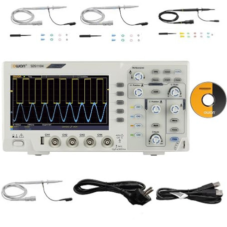 SDS1104 OWON Oscilloscope 4 Channels 100MHz Bandwidth Desktop Oscilloscope 7” High Resolution Screen 1GS/s Sampling Rate Ultra-t