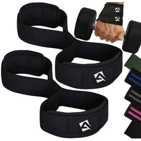 AQF Figure 8 Sangle de Tirage Musculation, Straps de Poignet Haltérophilie | Rembourrage en Néoprène Confortable, Sangles de Lev