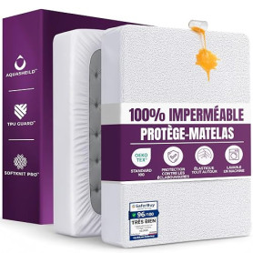 Protege Matelas Impermeable, 140 x 190 cm, pour Matelas de 30cm d'épaisseur