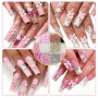 KIRZAX Set Charms Ongles 12 Compartiments, 3D Noeud Papillon en Résine+Perles/Cœur/Fleur, avec Crayon de Cire & Pince à Strass,