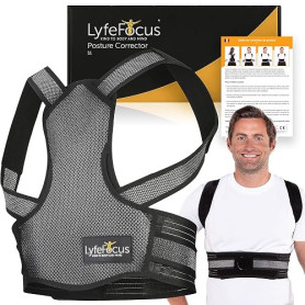 LyfeFocus S1 Correcteur de posture dorsale haute qualité – Soutien, orthèse dorsale et redresseur de dos - Correction efficace d