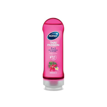 MANIX Thai Passion 2-en-1 Massage & Lubrifiant Parfum Exotique | Formule à Base d’Eau 98,4% Naturelle, Hydratant, Non Gras & Non