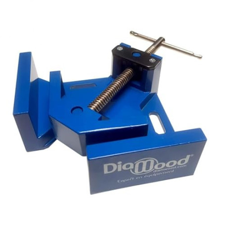 DIAMWOOD - Étau D'Angle 95 x 70 mm À Vis Et Serrage Double Pivot 90° - Fonte D'Aluminium Robuste - Outil De Menuiserie, Assembla
