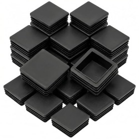QWORK® 20 PCS 40 x 40 mm Bouchons à lamelles pour Tube carré, Embout de Bouchon en Plastique Noir carré pour Tube de Tuyau, Plas