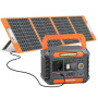FlashFish Station d'alimentation portable 144,3 Wh avec panneau solaire 100 W, générateur solaire 200 W avec lumières 230 V AC/D
