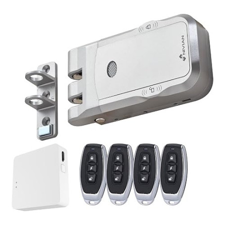 Nivian Verrou invisible intelligent, Serrure électronique WiFi avec application mobile et télécommandes, double moteur anti-vand