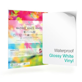 Evergreen Goods Papier Vinyle A4 Blanc Brillant Imperméable À L'eau | Papier Autocollant Stickers, 20 Feuilles, Imprimable Jet D
