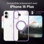 Flyzoo Coque Magnétique pour iPhone 16 Plus avec Support Invisible, [Compatible avec MagSafe] Etui Housse Transparente avec Prot