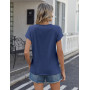 Zeagoo T-shirt d'été en dentelle pour femme - Col rond - Basique - Manches courtes - Élégant pour femme