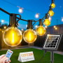 FGRYB Guirlande Lumineuse Exterieure Solaire LED - 30M Guirlande Guinguette | Solar Lumière Exterieur avec Télécommande 38 + 2 A