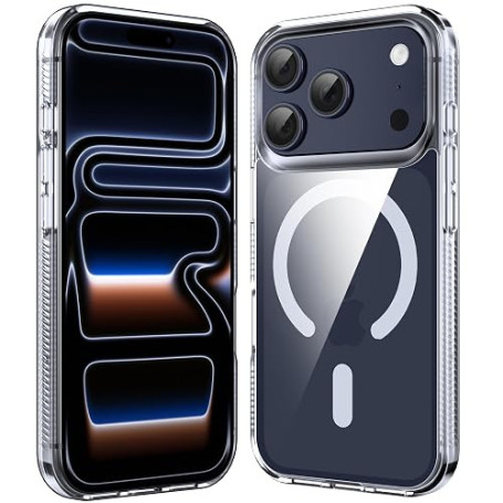 Supdeal Coque Transparente Magnétique pour iPhone 17 Pro, Compatible avec MagSafe, Étui Housse de Protection Antidérapant et Ant