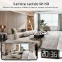 4K Horloge Camera Espion sans Fil WiFi caméra de surveillance - Black | 4K,angle large 170°,Wi-Fi 2,4 et 5G,vision nocturne,déte