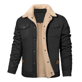 Svanco Manteau d'hiver Chaud pour Hommes, Veste Polaire Militaire avec Col, Blouson de Travail à 5 Poches