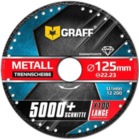 Disque a Tronconner 125 Metal GRAFF Black – Disque Meuleuse pour Fer Métal Acier Inox Aluminium – Disque Diamant pour Meuleuse d
