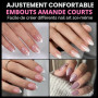 UNA GELLA Capsule Americaine Ongle Amande Court, 216 Pièces 12 Tailles Capsules Ongles Pose Gel Préformées pour Extensions Acryl