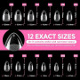 UNA GELLA Capsule Americaine Ongle Amande Court, 216 Pièces 12 Tailles Capsules Ongles Pose Gel Préformées pour Extensions Acryl