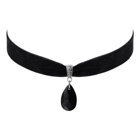 Hanary Collier ras du cou victorien en velours en forme de goutte