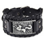 Bracelet en cuir noir Antique argent Viking renard noeud celtique manchette irlandaise large bracelets en cuir style Punk bracel