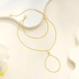 OuryTech Bracelet Femme Or, Bracelet Or et Bijoux, Chaîne de Main Plaquée Or 14K avec Bague, Bijou Tendance Doré Délicat pour Fe